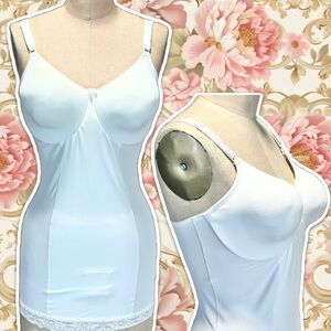 VINTAGE Cabernet one piece girdle shapewear bra slip lingerie lace nylon 38D 80s